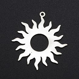 Honeyhandy 201 Stainless Steel Solar Eclipse Pendants, Laser Cut, Sun, Stainless Steel Color, 32.5x30x1mm, Hole: 1.4mm