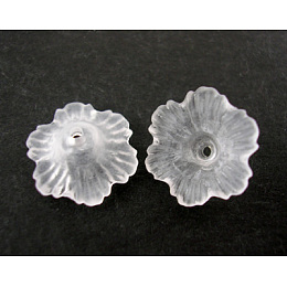 Honeyhandy Transparent Acrylic Beads, Frosted, Flower, Clear, 11x4.5mm, Hole: 1mm, the wholesale of PL561