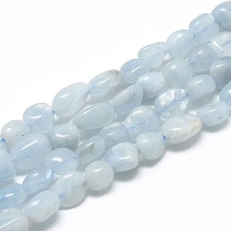 ARRICRAFT Natural Aquamarine Beads Strands, Oval, 6~10x4~7x4~7mm, Hole: 1mm, about 43~62pcs/strand, 15.7 inches