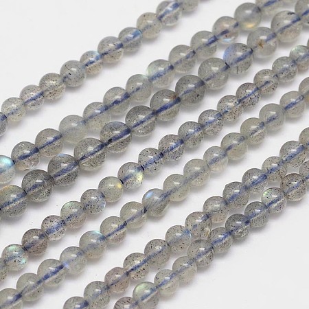 ARRICRAFT Nature Labradorite Round Bead Strands, Grade AA, 4mm, Hole: 1mm, about 90pcs/strand, 15.5 inches