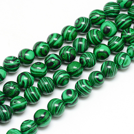 ARRICRAFT Synthetic Malachite Beads Strands, Round, 6mm, Hole: 1mm, about 67pcs/strand, 14.96 inches