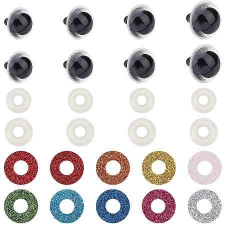 Plastic Doll Eyes Crafts Accessories, For DIY Doll Toys Making, Mixed Color, 12x17mm; 216sets/bag