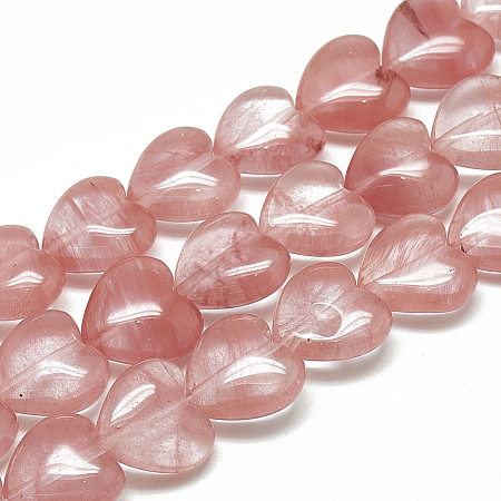 ARRICRAFT Cherry Quartz Glass Beads Strands, Heart, 19x20~20.5x7.5mm, Hole: 2mm, about 10pcs/strand, 8.26 inches