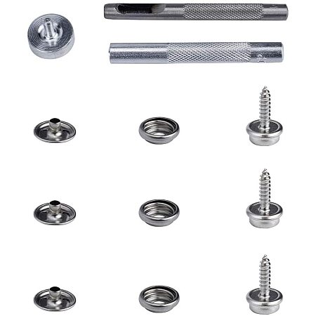 PH PandaHall 50 Sets Canvas Snap Kit Tool Stainless Steel Screws Snaps 0.5 Inch Socket Boat Canvas Snaps with 2 Pcs Setting Tool for Boat Cover Furniture