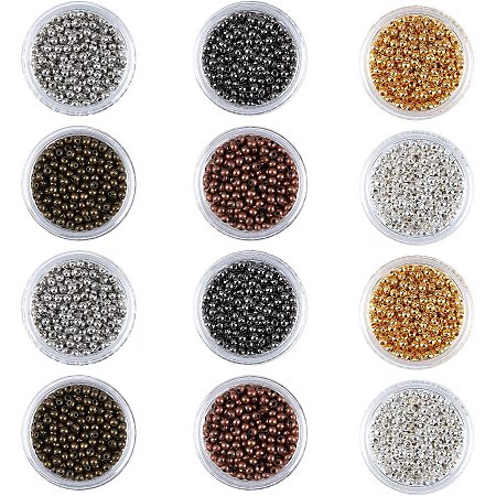 PH PandaHall 6000pcs 6 Color Round Spacers Beads 3mm Smooth Tiny Metal Loose Beads for Earring, Necklaces, Bracelets Jewelry Making