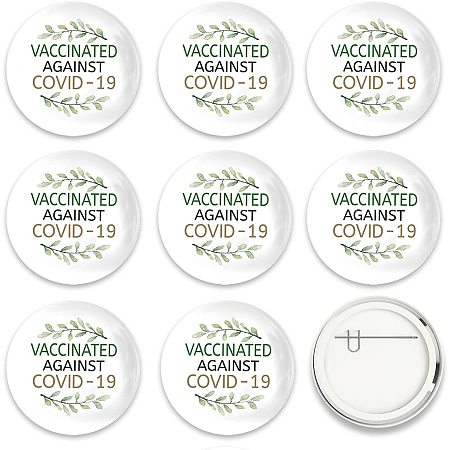 GLOBLELAND 9 Pcs Vaccine Button Pins I Got Vaccinated Leaves Pattern for Men's/Women's Brooches or Doctors, Nurses, Hospitals, 2-1/4 Inch