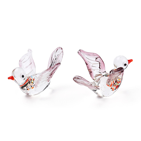 Honeyhandy Handmade Lampwork Home Decorations, 3D Bird Ornaments for Gift, Clear, 66~75x47.5~51x38~44.5mm