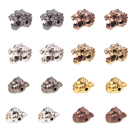 PandaHall Elite 40 PCS 4 Color Alloy Leopard Tiger Head Beads Connector Charm Beads for Bracelet Necklace Earrings Jewelry Making Crafts