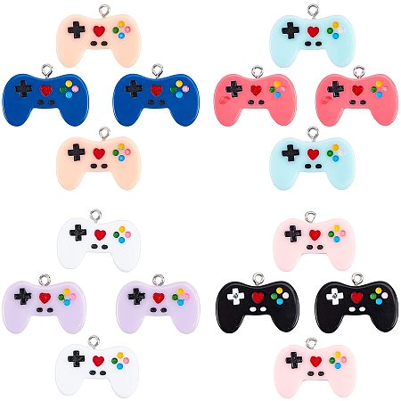 SUNNYCLUE 1 Box 16Pcs 8 Colors Game Charms Pendants Colorful Video Gaming Controller Handle Mini Resin Charm Flatback for DIY Jewelry Making Necklaces Phone Decorations Crafts Supplies