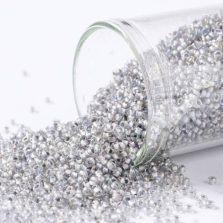 Honeyhandy TOHO Round Seed Beads, Japanese Seed Beads, (261) Inside Color AB Crystal/Gray Lined, 15/0, 1.5mm, Hole: 0.7mm, about 3000pcs/bottle, 10g/bottle