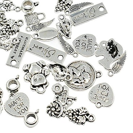 ARRICRAFT About 70PCS/100g Mixed Antique Silver Tibetan Style Alloy Pendants DIY Jewelry Findings