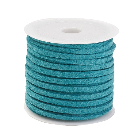 Honeyhandy 3x1.5mm Teal Flat Faux Suede Cord, Faux Suede Lace, about 5.46  yards(5m)/roll 