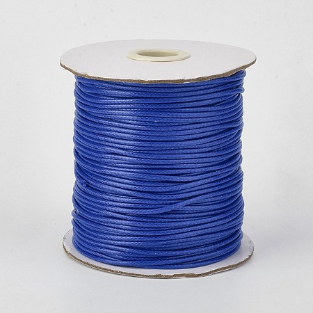 Honeyhandy Eco-Friendly Korean Waxed Polyester Cord, Blue, 2mm, about 90yards/roll(80m/roll)
