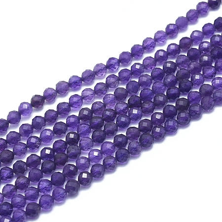 Arricraft Natural Amethyst Beads Strands, Faceted, Round, 4~4.5mm, Hole: 0.7mm, about 88~104 pcs/Strand, 15.15 inches'(38.5cm)