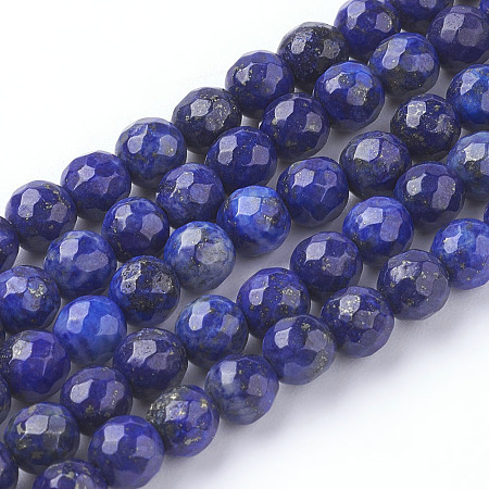 Arricraft Natural Lapis Lazuli Beads Strands, Faceted Round, Midnight Blue, 6mm, Hole: 1mm, about 59pcs/strand, 14.5 inches