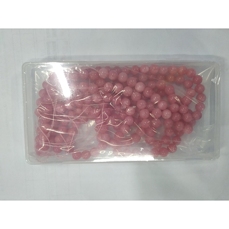 ARRICRAFT Natural Chalcedony Beads Strands, Imitation Rhodochrosite, Dyed & Heated, Round, 8~9mm, Hole: 1mm; about 45~48pcs/strand, 15.7 inches(38.88cm); 4strands/box