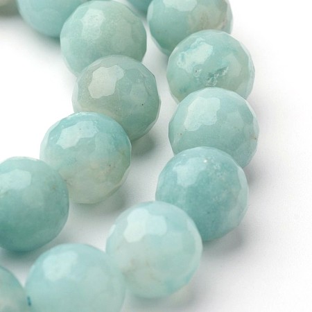 Arricraft Natural Amazonite Beads Strands, Faceted, Round, 8mm, Hole: 1mm, about 46pcs/strand, 15 inches