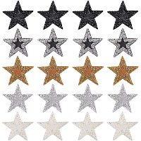 FINGERINSPIRE 20 Pcs Five-Pointed Star Rhinestone Patches (5 Colors: Gold/Silver/Black/White/Silver Add Black) Crystal Iron/Sew on Hot Melt Adhesive Decoration Patche Appliques for Clothing Repair