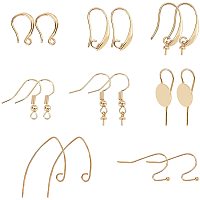 CHGCRAFT 32Pcs 8Styles Gold Fishhook Earring Hooks Gold Hypoallergenic Ear Wires Fish Hooks for Jewelry Making Jewelry Findings Parts for DIY Earrings