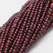 Arricraft Natural Garnet Beads Strands, Round, 2mm, Hole: 0.5mm, about 185pcs/strand, 15 inches