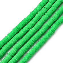 Honeyhandy Handmade Polymer Clay Beads Strands, for DIY Jewelry Crafts Supplies, Heishi Beads, Disc/Flat Round, Green, 8x0.5mm, Hole: 2mm, about 350pcs/strand, 15.75''(40cm)