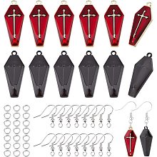 CHGCRAFT 200Pcs Earrings Making Kit for Jewelry Making Coffin Cross Halloween Charms Include 20 Pairs Alloy Enamel Pendants 60pcs Brass Earring Hooks and 100pcs Iron Open Jump Rings for DIY Craft