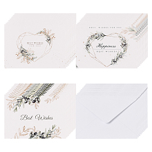 CRASPIRE 60PCS Best Wishes Greeting Cards Happiness Cards Floral 3 Designs Envelopes Included for Weddings, Bridal Showers, Birthday, Anniversary