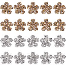 FINGERINSPIRE 20 Pcs Flower Rhinestone Patches (Gold Silver) Crystal Iron/Sew on Patches Hot Melt Adhesive Applique Decoration Patche for Clothing Repair, Backpack, Shoes, Hat, DIY Accessories