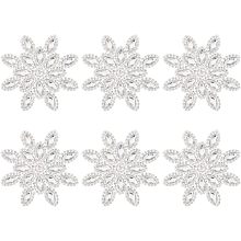 FINGERINSPIRE 6PCS Snowflake Hotfix Rhinestone Applique (Silver, Diameter 3 inch) Bling Rhinestone Iron On Patches Snowflake Crystal Dress Belt Embellishment Applique for Women Bridal Party Dress