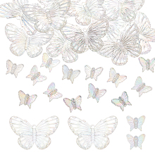 Olycraft Electroplated 3D Resin Pendants, Butterfly, Clear AB, 13~30x16~42x5~6mm, Hole: 1.6~2mm, 130pcs/box