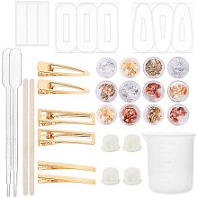 PandaHall Elite Jewelry Casting Mold DIY Hair Clip Making Kit - 300pcs 3 Style Alligator Hair Clip, 15pcs Hair Pin Silicone Resin Molds, 100ml Measuring Cup and 42pcs Hair Clip Making Accessories