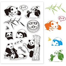 GLOBLELAND Panda Clear Stamps Cute Panda Bamboo Silicone Stamp for Card Making Decoration and DIY Scrapbooking