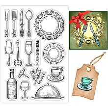 BENECREAT Tableware Clear Stamp Seals, Cooking PVC Plastic Stamps Scrapbooking Transparent Stamps for Card Making DIY Journaling Photo Album Decoration, 4.3x6.3 inch