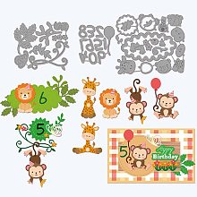 GLOBLELAND 3pcs Animal Theme Cutting Dies Giraffe Monkey Lion Leaves Carbon Steel Die Cutting Template Numbers Metal Crafting Dies Cutting for Card Making Scrapbooking Photo Album