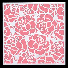 GORGECRAFT 6x6 2Pcs Large Rose Stencils Floral Design Stencil Roses Flower Reusable Plastic Templates Drawing for Wall Painting Drawing Stencil Set Wood Tools Cloth Home Decor