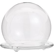 CHGCRAFT Round Shape Glass Cloche Globe Display Dome Cover Terrarium with Glass Base Decorative Display Case for Eternal Flower Plant Garage Kits Display, 5.1x4.7inch