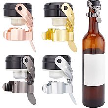 BENECREAT 4 Pack Champagne Wine Stopper, 4 Colors Steel Bottle Plug Sealer for Sparkling Wine with ABS Plastic, Leakproof Bubble Saver for Cava Prosecco Winebottle