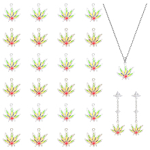 CHGCRAFT 24Pcs 2Colors Maple Leaf Pendants Alloy Enamel Pendants Leaf Charms for DIY Necklace Bracelet Crafts Jewelry Making