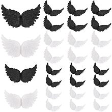 PandaHall Elite 24pcs 3D Plastic Angel Wings for Crafts, Mini Angel Wings Ornaments Christmas Tree Decorations for DIY Crafts Costume Christmas Party Favor Home Decor, Black & White