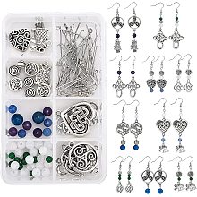 SUNNYCLUE 1 Box DIY Make 10 Pairs Trinity Earring Making Kit Tibetan Style Celtic Knot Link Charms Heart Connector Pendants Jewelry Beads Findings for Women Beginner Earring Jewellery Making