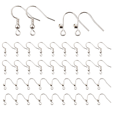 PandaHall Elite Earring Hooks, 40pcs Ear Wire with Rhinestone Tray Brass Earring Making Supplies Fish Hooks Jewelry Earring Findings for Women Lady Earring Jewelry Making 2 Styles