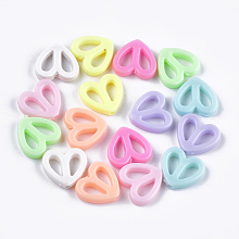 Honeyhandy Opaque Acrylic Beads, Heart, Mixed Color, 15x16x3.5~4mm, Hole: 1.8mm, about 1110pcs/500g