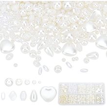 PandaHall Elite 689pcs Pearl Beads for Crafts, 10 Styles Imitated Pearl Acrylic Beads Round Heart Rhombus Oval Teardrop Rice Loose Pearls Beads with Hole for DIY Necklaces Choker Jewelry Making