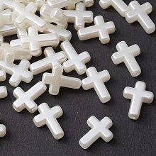 Honeyhandy ABS Plastic Imitation Pearl Beads, Cross, Creamy White, 15.5x12x4.5mm, Hole: 2mm