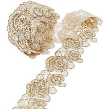 PandaHall Elite 3D Flower Lace Trim, Embroidery Lace Flower Cloth Applique Lace Ribbons Lace Trimming for Sewing, Cake Fringe, Wedding Bridal Dress, DIY Sewing Craft Supplies (4.6~5 Yards 2.48")