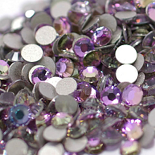 Honeyhandy Glass Flat Back Rhinestone, Grade A, Back Plated, Faceted, Half Round, Violet, 4.6~4.8mm, about 1440pcs/bag