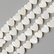 Honeyhandy Natural Freshwater Shell Beads Strands, Heart, Creamy White, 6x6x3mm, Hole: 0.8mm, about 66pcs/strand, 15.28 inch(38.8cm)