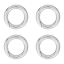 Unicraftale 4Pcs 304 Stainless Steel Spring Gate Rings, for Keychain, Round Ring, Stainless Steel Color, 7 Gauge, 20x3.5mm