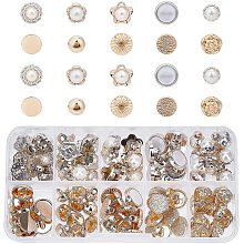 Pandahall Elite 100pcs 10 Style Faux Pearl Buttons Sewing Crafts with Shank Cover Up Buttons Half Ball Pearl Buttons for Clothes Shirts Suits Coats Sweaters, 10~13mm