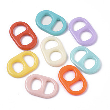 Honeyhandy Acrylic Links Connectors, Soda Tab/Pull Tab, Mixed Color, 21x14x2.5mm, Hole: 6x9mm & 6.5x7.5mm